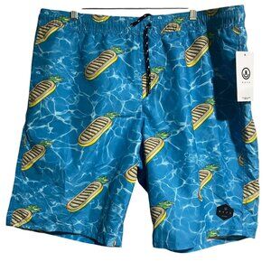 Neff Blue Pineapple Pool Floats Print Swim Trunks Mens Size 2XL